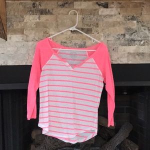 Pink and white striped tee shirt